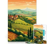 Puzzle per ragazzi 1000 pezzi Vista Toscana Italia Viaggio Taglio preciso Divertimento Creativo Gioco per la mente Relax Divertimento Regalo di Natale Arte (50x75cm)