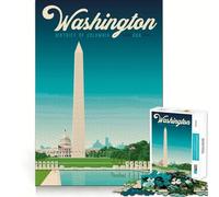 Puzzle per ragazzi 1000 pezzi Washington DC Post di viaggio Taglio preciso Divertimento Creativo Gioco per la mente Relax Divertimento Regalo di Natale Arte (38x26cm)