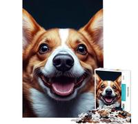 Puzzle per ragazzi 1000 Ritratto di Corgi sorridente Puzzle da 1000 pezzi Giocattolo educativo Sfida impegnativa Bellissimo design Gioco (38x26cm)