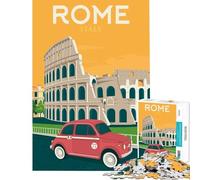Puzzle per ragazzi 1000 Roma Poster di viaggio Giocattolo avvincente per coltivare la pazienza Gioco rompicapo Difficile Regalo di compleanno (Dimensioni 38x52cm)