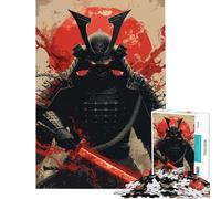 Puzzle per ragazzi 1000 Samurai Guerriero con Spada Rossa Arte Digitale Attività Divertenti da Fare a Casa Corsa di Velocità Giochi per Famiglie dai 14 anni in su (50x75cm)