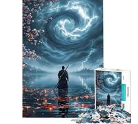 Puzzle per ragazzi 1000 Samurai nel lago in tempesta Divertimento a casa migliora la memoria Giochi divertenti adatti a persone dai 14 anni in su 38x52cm