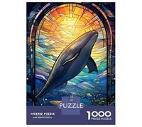 Puzzle Per Ragazzi 1000 Sperm Whale Stained Glass Puzzle Per Ragazzi Giochi Rilassanti Modelli Da Assemblare Offerta Come Regali Per Tutta La Famiglia 52x38cm/1000pcs