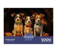 Puzzle Per Ragazzi 1000 Three Jack Russell Terriers Christmas Puzzle Per Adulti Gioco Rompicapo Perfetto Per Decorare E Fare Regali A Tutta La Famiglia 52x38cm/1000pcs