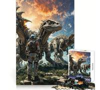 Puzzle per ragazzi "Astronauti tra i dinosauri" da 1000 pezzi, stimolante per la memoria, rilassante e piacevole, con chiusura sicura, regalo significativo (38x52cm)