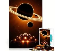 Puzzle per ragazzi "Astronave vicino al pianeta con anelli", 1000 pezzi, stimola la memoria, semplice, divertente, di qualità, con bordi memorabili, regalo indimenticabile 50x75cm