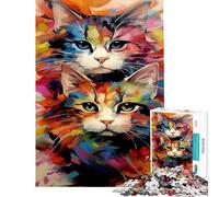 Puzzle per ragazzi con 1000 ritratti di gatti colorati una sfida da completare un'opera d'arte antistress adatto a partire dai 14 anni (38x26cm)