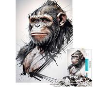 Puzzle per ragazzi con 1000 ritratti di scimpanzé gioco rilassante gioco intellettuale ottimo regalo e attività per tutta la famiglia (dimensioni 38x52cm)