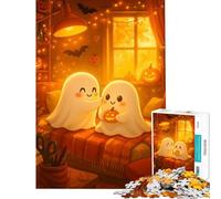 Puzzle per ragazzi con 1000 simpatici fantasmi di Halloween in una stanza accogliente gioco educativo sfida giochi per famiglie gara di velocità regalo di compleanno (dimensioni 75x50cm)