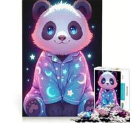 Puzzle per ragazzi con 1000 simpatici panda in pigiama e stelle, giocattoli fai da te, decorazioni per la casa, ideale come regalo per tutta la famiglia 38x52cm