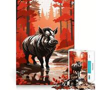 Puzzle per ragazzi con cinghiale selvatico,1000 pezzi,gioco di memoria divertente,componenti robusti e ben rifiniti,portatile,ideale per i viaggi (38x52cm)