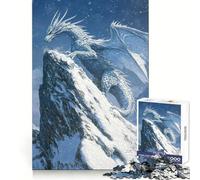 Puzzle per ragazzi con drago bianco sulla cima di una montagna, 1000 pezzi, stimola la memoria, divertimento spensierato, taglio di qualità, regalo di compleanno (50x75cm)