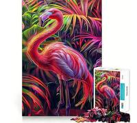 Puzzle per ragazzi con fenicottero al neon, 1000 pezzi, gioco intelligente e rilassante, da assemblare, un regalo perfetto (50x75cm)