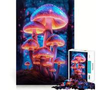Puzzle per ragazzi con funghi magici al neon, 1000 pezzi, gioco intelligente di logica, per interni, bordi lisci, pezzo da collezione (38x26cm)