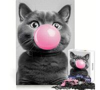 Puzzle per ragazzi con gatto che fa le bolle di gomma, 1000 pezzi, allenamento della concentrazione, calma, distrazione, incastri precisi, (38x52cm)
