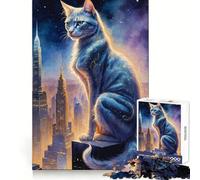 Puzzle per ragazzi con gatto sul grattacielo,1000 pezzi,gioco educativo e leggero,taglio perfetto,sorpresa festiva (38x52cm)