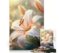Puzzle per ragazzi con giglio bianco e gocce di rugiada, 1000 pezzi, stimola la memoria, divertimento libero, taglio di qualità, regalo di compleanno (38x26cm)