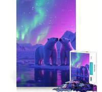 Puzzle per ragazzi con orsi polari e aurora boreale, 1000 pezzi, rompicapo rilassante, assemblaggio immagini, regalo speciale (38x52cm)