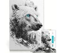 Puzzle per ragazzi con orso polare a doppia esposizione, 1000 pezzi, rompicapo rilassante, assemblaggio immagini, regalo affettuoso (38x52cm)