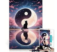 Puzzle per ragazzi con paesaggio sereno e grazioso con gatti, 1000 pezzi, rompicapo rilassante, assemblaggio di immagini, regalo affettuoso (50x75cm)
