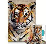 Puzzle per ragazzi con ritratto di tigre e carta strappata, 1000 pezzi, per rafforzare la memoria, semplice e divertente, con bordi di qualità, regalo memorabile 38x52cm