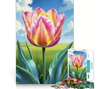 Puzzle per ragazzi con tulipani rosa e gialli in fiore, 1000 pezzi, rompicapo rilassante, assemblaggio di immagini, regalo affettuoso (50x75cm)