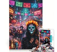 Puzzle per ragazzi da 1000 pezzi a tema Giorno dei Morti, gioco rilassante, interazione genitore-figlio, sfida unica 38x26cm