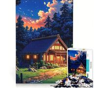 Puzzle per ragazzi da 1000 pezzi: accogliente casetta nel bosco, gioco interattivo, migliora la memoria, regalo per amici e familiari 38x52cm