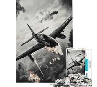 Puzzle per ragazzi da 1000 pezzi aereo da guerra in fiamme Gioco stimolante ed educativo ideale per migliorare la memoria e come regalo di Babbo Natale segreto (dimensioni 75x50cm)