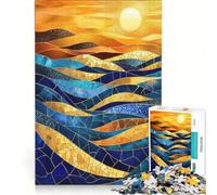 Puzzle per ragazzi da 1000 pezzi, alba dorata, dune, atmosfera desertica, gioco educativo, migliora la memoria, con poster e foglio di curiosità abbinati 38x52cm