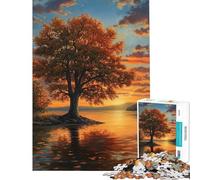 Puzzle per ragazzi da 1000 pezzi: Albero al tramonto in autunno Gioco interattivo ideale come regalo di compleanno o per tutta la famiglia (dimensioni 38x52cm)