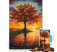 Puzzle per ragazzi da 1000 pezzi Albero al tramonto in autunno, Taglio preciso, Divertimento, Risoluzione di problemi, Relax, Divertimento, Esposizione artistica natalizia (38x26cm)