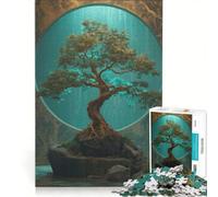 Puzzle per ragazzi da 1000 pezzi, albero bonsai in una finestra circolare, gioco pratico, rilassante e stimolante per l'intelletto, regalo di compleanno, regalo 50x75cm