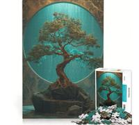 Puzzle per ragazzi da 1000 pezzi: albero bonsai in una finestra circolare, gioco rilassante, analisi e logica, per migliorare l'amore tra le coppie 38x26cm