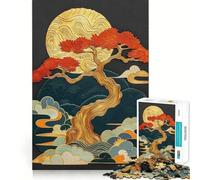 Puzzle per ragazzi da 1000 pezzi albero bonsai su luna dorata,grafica di alta qualità,gioco che stimola la concentrazione,divertimento per il tempo libero,regalo di Natale 38x26cm