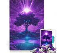 Puzzle per ragazzi da 1000 pezzi "Albero della Luce" gioco interattivo ideale per passare il tempo durante le vacanze con poster e foglio di curiosità abbinati 38x26cm