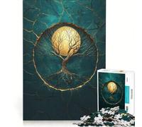 Puzzle per ragazzi da 1000 pezzi Albero della Vita Dorato, Gioco educativo, Difficile, Collezione d'artista, Belle Arti 38x52cm