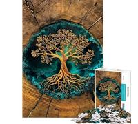 Puzzle per ragazzi da 1000 pezzi Albero della Vita Dorato in resina con motivo da assemblare Ogni pezzo è unico compleanni e occasioni speciali 50x75cm