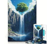 Puzzle per ragazzi da 1000 pezzi albero sopra una cascata, decorazione con ritagli precisi, giocattolo creativo e divertente, gioco di pace, pezzo d'arte natalizio (38x26cm)