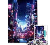 Puzzle per ragazzi da 1000 pezzi ambientazione cyberpunk giapponese al neon Sfida educativa divertente e umoristica Giochi rilassanti per ragazzi dai 14 anni in su Dimensioni 38x52cm