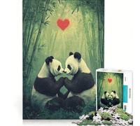Puzzle per ragazzi da 1000 pezzi Amore tra panda nella foresta di bambù giochi per famiglie decorazione perfetta collezione d'artista belle arti 38x52cm