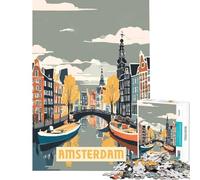 Puzzle per ragazzi da 1000 pezzi Amsterdam gioco stimolante giocattolo per famiglie migliora la memoria regalo di Babbo Natale segreto (dimensioni 50x75cm)