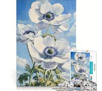 Puzzle per ragazzi da 1000 pezzi: Anemoni in fiore bianchi, gioco rompicapo, impegnativo da completare, ideale come regalo per tutta la famiglia 50x75cm