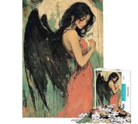 Puzzle per ragazzi da 1000 pezzi angelo con ali nere Puzzle rilassante ideale per le vacanze a casa e per passare il tempo Perfetto come regalo (dimensioni 38x26cm)