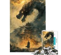 Puzzle per ragazzi da 1000 pezzi antico drago cinese puzzle per adulti giochi per famiglie sfida impegnativa attività divertenti da fare a casa (dimensioni 38x52cm)