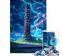 Puzzle per ragazzi da 1000 pezzi antico obelisco sotto la tempesta attività divertenti da fare in casa decorazione per la casa gioco pratico per ragazzi dai 14 anni in su (38x26cm)