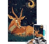 Puzzle per ragazzi da 1000 pezzi "Antilope a riposo sotto una notte stellata" Puzzle per adulti Gioco rompicapo Decorazione da parete Regalo di Natale e compleanno (Dimensioni 50x75cm)