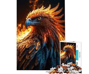 Puzzle per ragazzi da 1000 pezzi Aquila dorata in fiamme Gioco stimolante Rompicapo Difficile Ottimo regalo e giocattolo (Dimensioni 38x52cm)