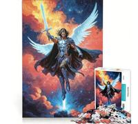Puzzle per ragazzi da 1000 pezzi: Arcangelo Michele Guerriero Alato con Spada tra le Nuvole Giocattolo Decorazione da Parete Per Divertimento in Famiglia Regalo di Compleanno Regalo di Viaggio 38x52cm