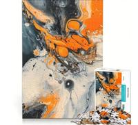 Puzzle per ragazzi da 1000 pezzi arte astratta arancione giocattolo educativo per divertimento in famiglia per rafforzare l'amore tra le coppie 50x75cm